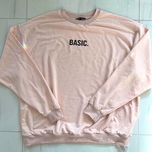 Shein Peach Oversized Sweatshirt with "Basic" Logo